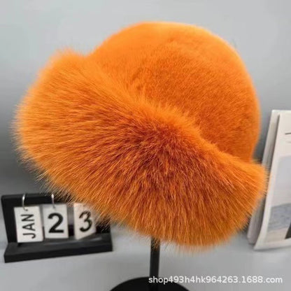 Thickened and warm faux fur fisherman's hat for women