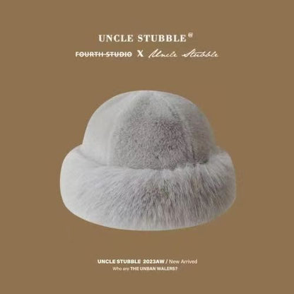 Thickened and warm faux fur fisherman's hat for women