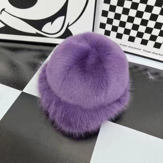 Thickened and warm faux fur fisherman's hat for women