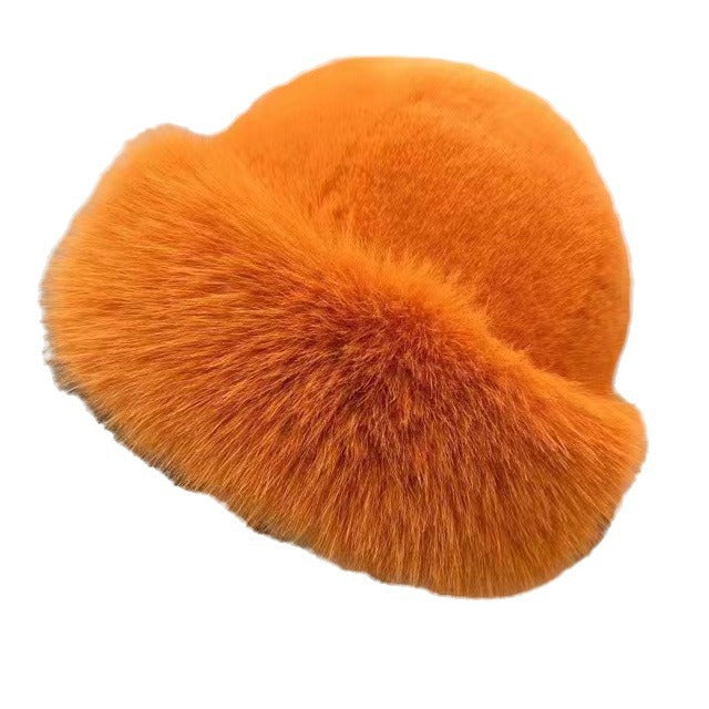 Thickened and warm faux fur fisherman's hat for women