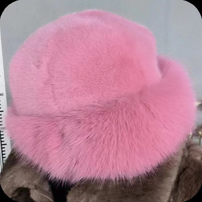 Thickened and warm faux fur fisherman's hat for women
