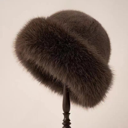 Thickened and warm faux fur fisherman's hat for women